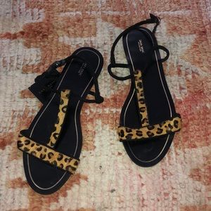 *NWT* 7.5 ZARA LEOPARD HIDE SANDALS